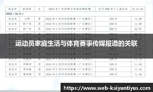 运动员家庭生活与体育赛事传媒报道的关联